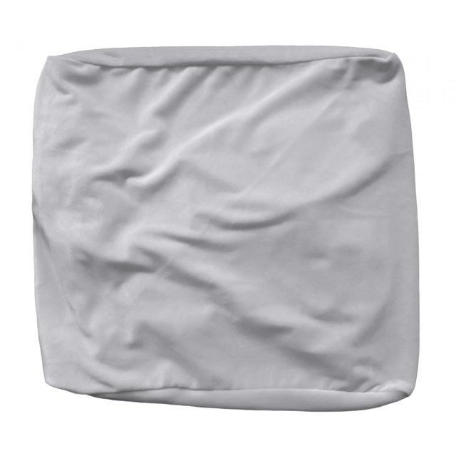 High Stretch Velvet Square Ottoman Cover Elastic Bottom for Living Room Washable Light Gray