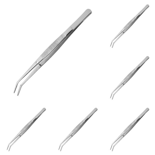 Pinces en Acier Inoxydable, Pinces Polyvalentes à Pointe Dentelée Courbée pour Machine à Coudre pour la Réparation d'Artisanat, Machine à Coudre, Outils pour Tamponner Perles Bijoux 1/2/3/4/5/6 Pcs