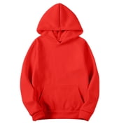 aohooy Men's Hoodie Solid Soft Hooded Sweatshirt Classic Oversized Hoodies Loose Pullover Sweatshirts with Pocket Red,XXL