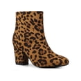thumbnail image 1 of BLISSFUL STEP Bottines à Talon Bloc à Bout Rond à Fermeture Éclair Latérale pour Femmes Léopard 5,5, 1 of 7