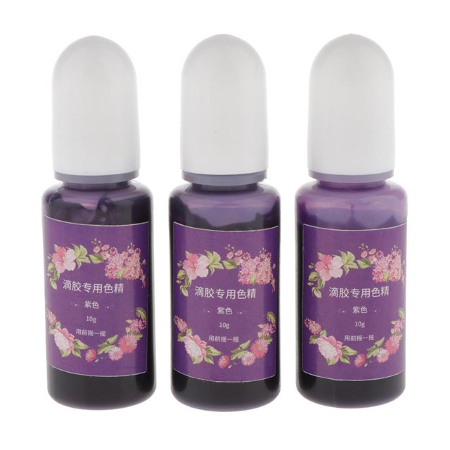 KLKCMS 3 Pcs Peinture en Résine Époxy, Peinture en Résine UV Liquide Transparente Teinture en Résine Époxy UV Violet