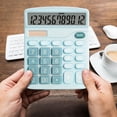 thumbnail image 5 of Calculator 12 Digit Desktop, Xinsrenus Dual-Power Basic Calculator with Large LCD Display, Solar Battery Powered Extra-Large Screen for Office Home School, Blue, 5 of 5