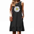 thumbnail image 1 of Ovzne Robes d'Été pour Femmes 2025 Robe d'Été Mode Femmes Imprimé Floral Col Rond Sans Manches Poche Jupe Plissée Robe à Empiècements Robe d'Été Imprimée Liquidation, 1 of 6