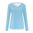 thumbnail image 4 of Timegard Womens Tops V-Neck Long Sleeve Basic Tee Solid Color Comfy Blouse Fall Casual Tunic Tops, 4 of 5