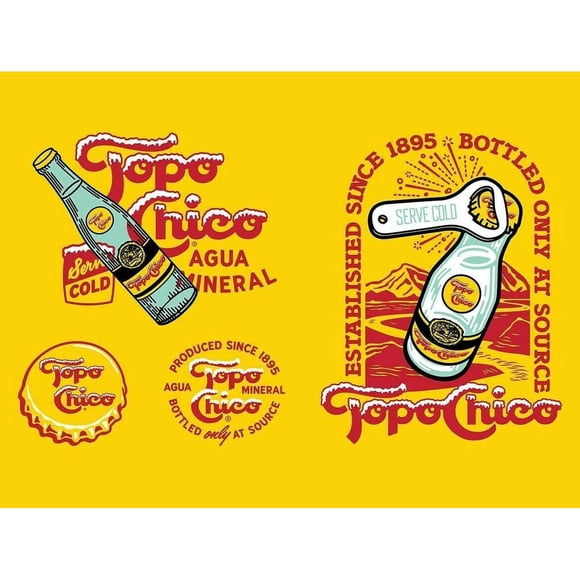 Tin Sign Vintage Chic Art Decoration Poster Topo Chico's Mexico Bottled Mineral Water for Store Bar Home Cafe Farm Garage or Club 12" X 8"