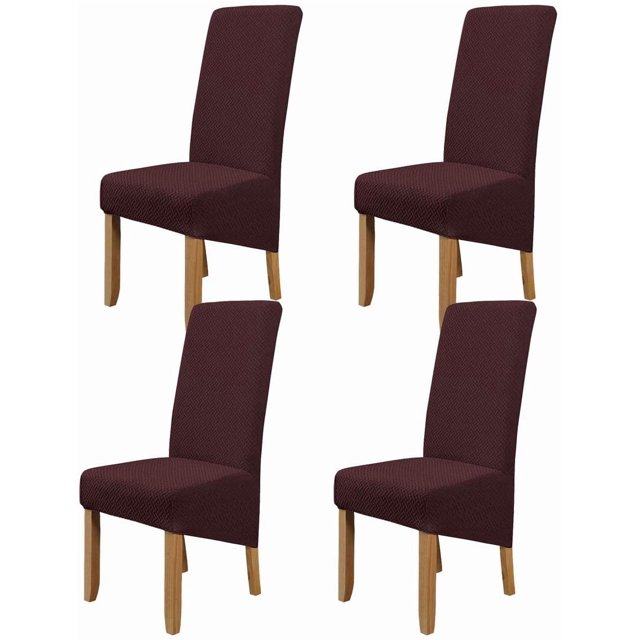 Large Size High Back Thicker Plush Dining Chair Covers Set of 6, Elastic Kitchen Chair Slipcovers Removable Nonslip for Hotel Dining Room Ceremony Banquet Wedding Party