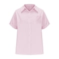 thumbnail image 4 of Styesk Hauts pour Femmes Chemise d'Été Unie à Col à Revers à Manches Courtes Ample à Boutons, 4 of 6
