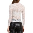 thumbnail image 3 of INSPIRE CHIC Chemisier Haut en Dentelle Florale Transparente à Col Roulé à Manches Longues Transparent pour Femme TP Blanc, 3 of 8