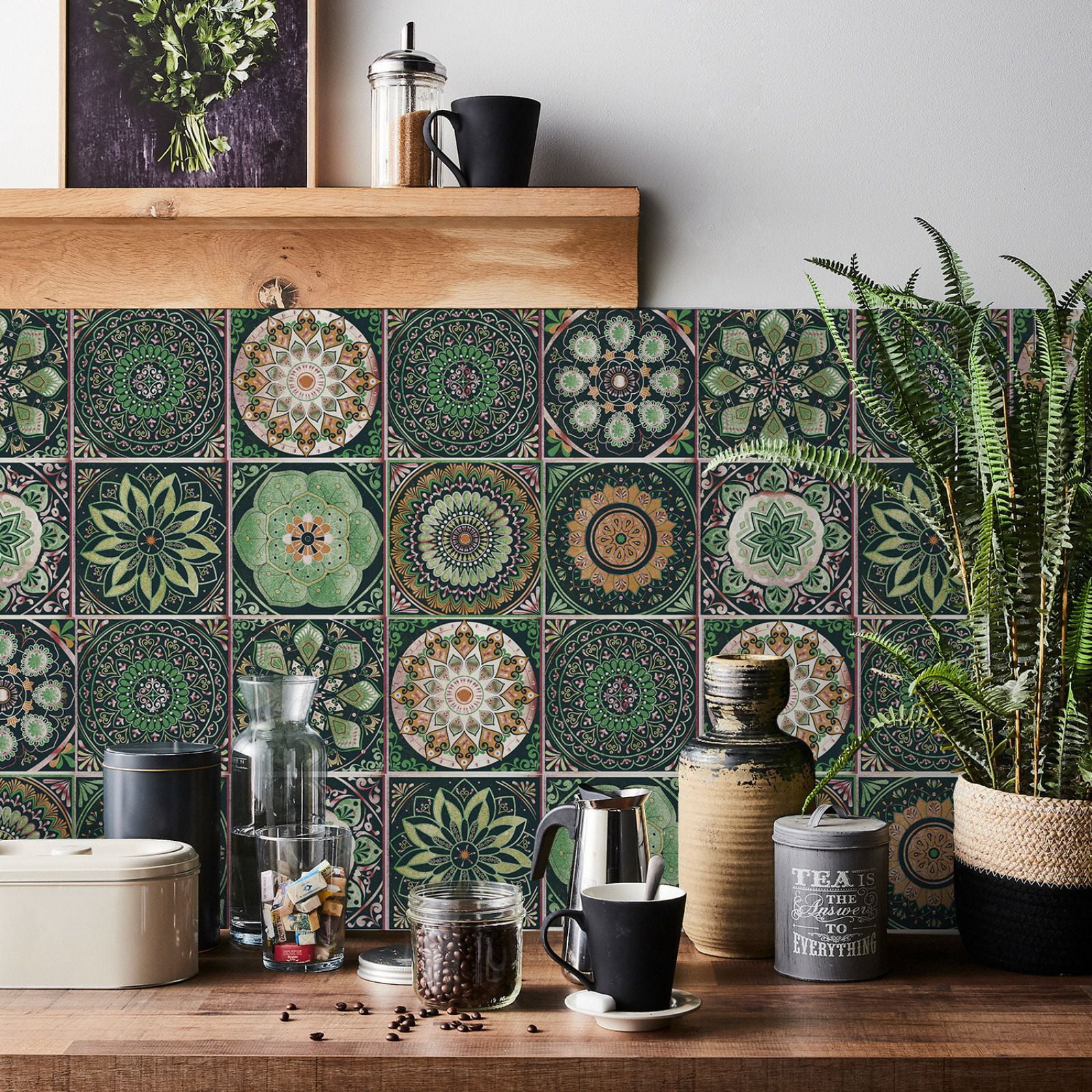 Lucoss 24pcs 6" Peel and Stick Vinyl Backsplash Tiles Stickers Tile Paint Removable Waterproof Self-Adhesive Decals Vinyl Home Kitchen Bathroom Spring Easter Decoration