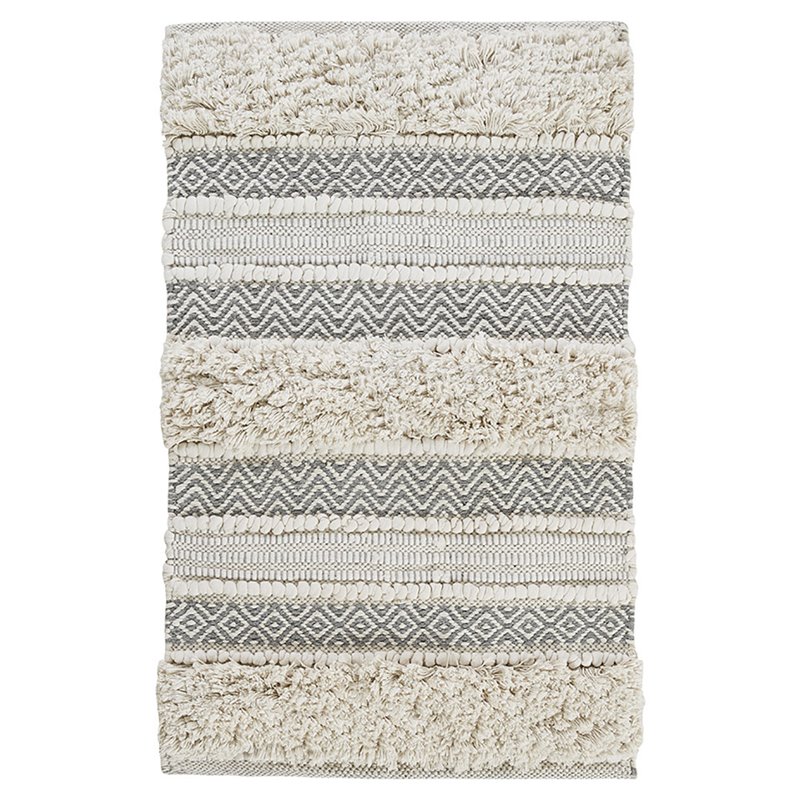 INK+IVY Tapis de Bain en Coton et Polyester Tissé à la Main Gris