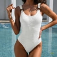 thumbnail image 1 of zanvin Womens One Piece Swimsuit Tummy Control Slimming Bathing Suits V Swimwear,White,S, 1 of 6