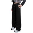 thumbnail image 1 of MIASHUI Girls Sweatpants Boys Drawstring Elastic Active Joggers Straight Leg Trousers,Black,11-12 Years, 1 of 6