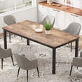 thumbnail image 4 of Kojooin Long Dining Table for 6 People, Large Rectangle Wood Kitchen Table with Sturdy Metal Legs, Modern Industrial Dining Room Table with Round Corner, 4 of 8