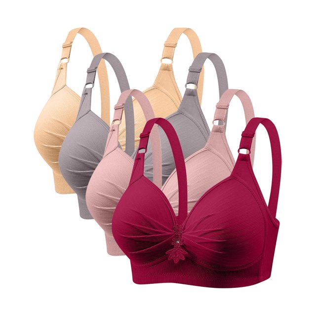 Yuyuzo Wireless Bras for Women 4 Pack Full Coverage Plus Size Liftup Support Push up Everyday Bras