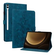 Tablet Case for FOXDOCK Samsung Galaxy Tab S10 Plus – Premium PU Leather Cover with Lily Embossed Design, Card Slots