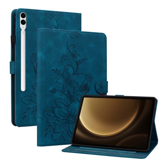 Tablet Case for FOXDOCK Samsung Galaxy Tab S10 Plus – Premium PU Leather Cover with Lily Embossed Design, Card Slots