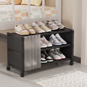 Suncoda Shoe Rack, Shoe Rack Underbed Multi Layer Household Storage Shoe Cabinet Movable Shoe Organizer with Wheels Large Volume Entrance Shoe Cabinet Corridor Shoe Cabinet