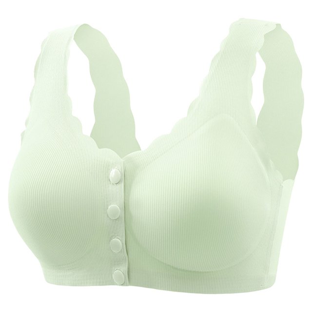 Timegard Plus Size Bras for Women Front Closure Button Full Support Wireless Underwear Comfort Daily Bras