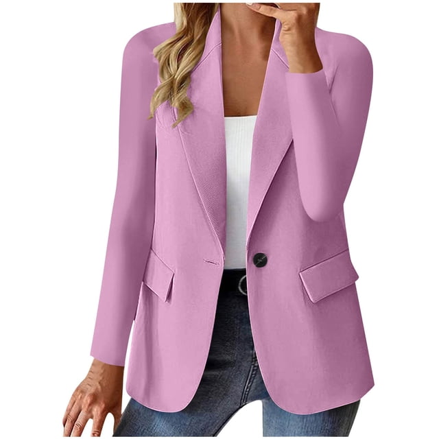 ManxiVoo Professional Womens Blazer Cardigan Open Front Lightweight Office Wear Versatile Spring Layering Piece S Size Purple