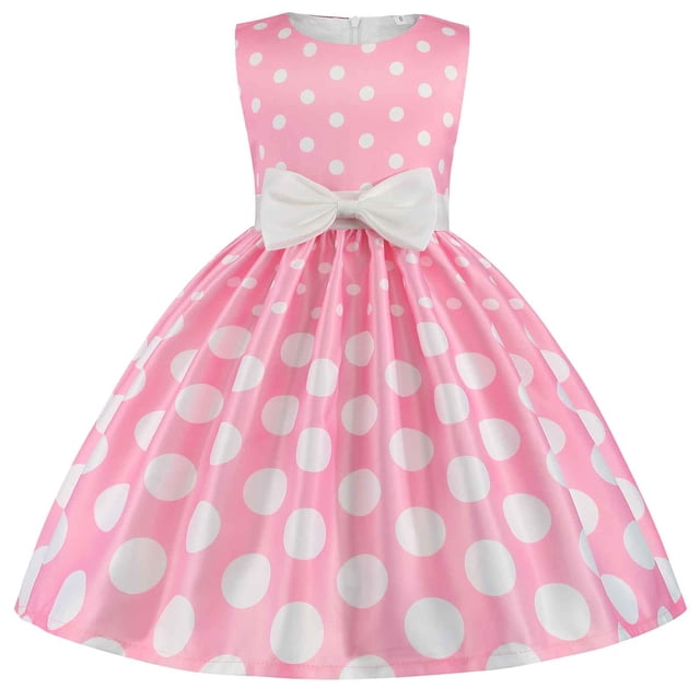 Ketyyh-chn99 Robes de Demoiselle d'Honneur Robe de Plage Été Manches Longues Robe Courte Jupe Tutu de Princesse Robe d'Été Sans Manches Rose, 4-5 Ans