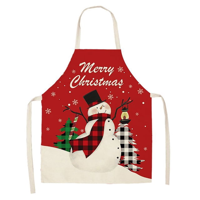 Oleegame 1PC Pretty Apron Christmas Kitchen Cooking Aprons Plaid Aprons Adjustable Buffalo Plaid Baking Apron