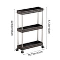 thumbnail image 3 of Bfogop Rolling Storage Cart, 3 Tier Bathroom Storage Organizer Utility Cart Mobile Shelving Unit, Multi-Purpose for Kitchen Office Bathroom Laundry Narrow Places, 3 of 6