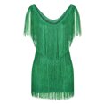 thumbnail image 4 of CEHVOM Mode Femmes Aguichant Col en V Couleur Unie à Franges Robe Sans Manches Jupe Courte, 4 of 8