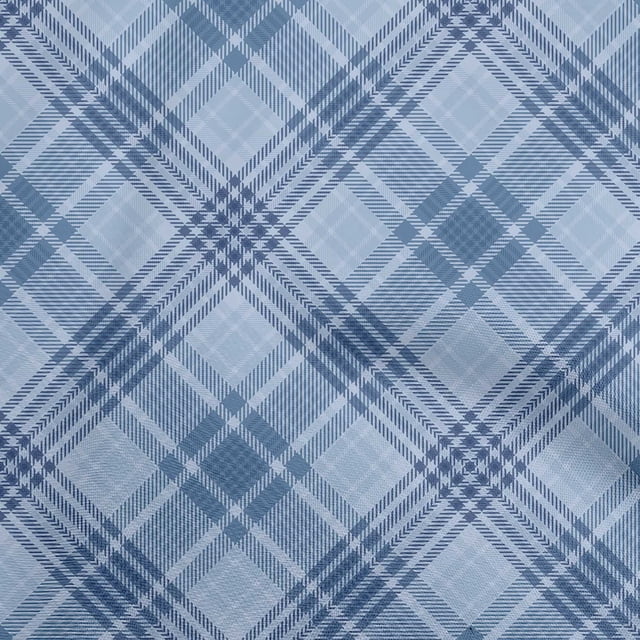oneOone Viscose Jersey Blue Fabric Check Sewing Material Print Fabric By The Yard 60 Inch Wide