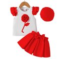 thumbnail image 4 of gdxvjhbj Ensembles Jupe pour Tout-Petits pour Filles Enfants Ensemble Jupe pour Filles Été Robe Tutu à Manches Courtes pour Tout-Petits 2 Pcs Tenues de Fête 3T 4T (Rouge, 3-4 Ans), 4 of 9