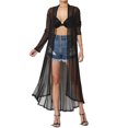 thumbnail image 1 of TheMogan Cardigan Ouvert à Manches Longues en Maille pour Femmes Mi-Mollet Caftan Transparent, 1 of 6