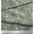 thumbnail image 3 of Soimoi Poly Georgette Fabric Floral,Owl & Cow Cartoon Fabric Prints by Yard 52 Inch Wide, 3 of 3