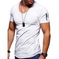 thumbnail image 1 of UKAP Men Blouse Short Sleeve Summer Tops Solid Color T Shirts Fashion Work Basic Tee White 4XL, 1 of 2
