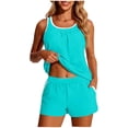 thumbnail image 2 of Pounoo Plus Size Tankini Swimsuits for Women Floral Two Piece Tummy Control Tank Tops and High Waisted Shorts Bathing Suits Gift, 2 of 8
