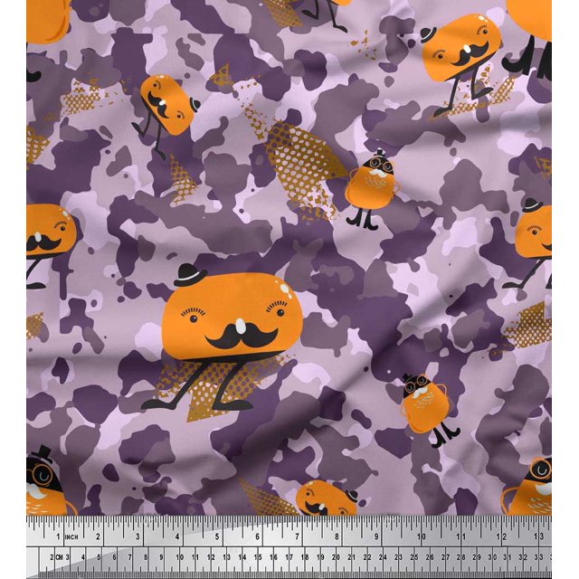 Soimoi polyester Crepe Fabric Cartoon & Camouflage Fabric Prints By Yard 42 Inch Wide