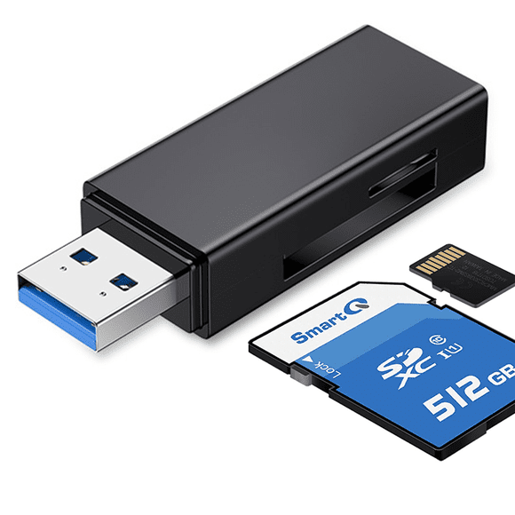 USB 3.0 SD / TF memory card reader, 2 slots, card reader for SDXC, SDHC, SD, MMC, RS-MMC, Micro SDXC, micro SD, micro SDHC card