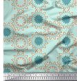 thumbnail image 1 of Soimoi Green Poly Georgette Fabric Sun Mandala Decor Fabric Printed Yard 52 Inch Wide, 1 of 5