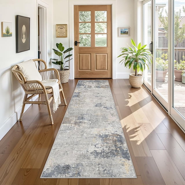 x Area Rug Living Room Rugs Washable Neutral Modern Abstract Soft Thin Large Rug Indoor Floor No Slip Rug Carpet for Bedroom Under Dining Table Home Office Decor Grey