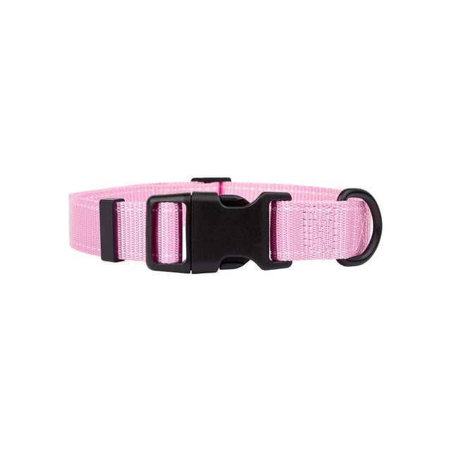One Paw Collier en Sangle pour Chiens Rose, Fabriqué à Partir d'Une Sangle en nylon durable et Résistante à l'Humidité avec une Boucle Latérale en Plastique Noire et un Anneau en D en Métal Noir Renforcé pour l'Attache de Laisse, Idéal pour le Port Quotidien et les Besoins de Collier de Base pour Chien.