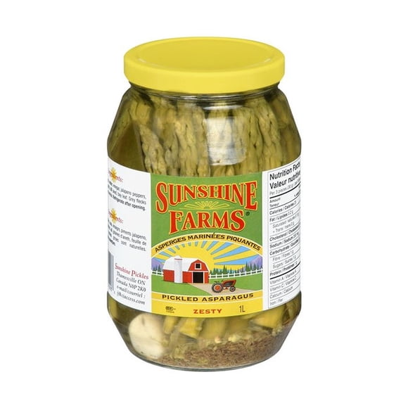 Sunshine Farms Zesty Pickled Asparagus, Premium Pickled Spears with a Kick, 33.81 oz (1L) Jar