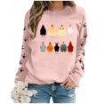 thumbnail image 4 of LUOGENLI Veste de Chandail pour Femmes avec Strass Oversize Femmes Chandails à Manches Longues à Col Rond Chandails Imprimés Poulet Chandail Léger Ample Chandails pour Femmes Chandail Oversize Rose Pâle Taille g, 4 of 6