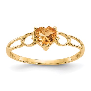 Bague en Or Jaune 14K avec Pierre de Naissance en Citrine