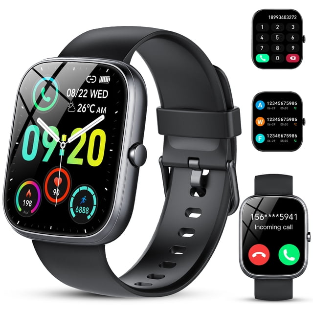Montre Intelligente pour Android et iPhone, Montre Intelligente Étanche IP68 pour Femmes et Hommes avec Plus de 100 Modes Sportifs, Traqueur de Mise en Forme de 1,91 Po, Montre Intelligente avec Appel Bluetooth (Répondre/faire des Appels), pour Cadeau Noir