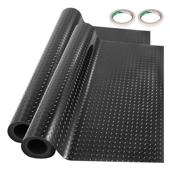 VEVOR Garage Floor Mats 2 Rolls 25.6 x 3.6 ft Garage Mat 2.5mm Thickness Black Garage Flooring PVC Garage Mats for Under Car
