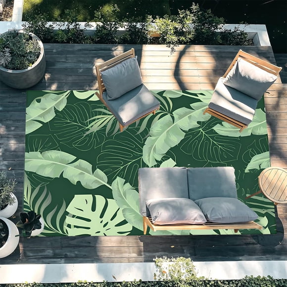 Linnome Large Outdoor Stain Wear Resistant Washable Rug for Home Patio Porch Camping Use Outdoor Decorations Rug Needs
