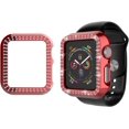 thumbnail image 5 of KOMI Bling Case Compatible For Apple Watch 38mm 40mm 42mm 44mm, Crystal Diamond Apple Watch Protector Case Slim PC Anti-Scratch Bumper Frame Protective Cover For iWatch Series SE/6/5/4/3/2/1 Red, 5 of 5