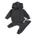 thumbnail image 1 of Newborn Baby 2-piece Long Sleeve Solid Color Hoodie and Pants Outfit Set, 1 of 7