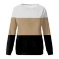 thumbnail image 4 of Meichang Chandails en Molleton Légers pour Femmes Col Rond Manches Longues Chandail Décontracté Tendance à Blocs de Couleur Automne avec Poches, 4 of 5