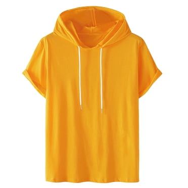 LUOGENLI T-shirts pour Homme pour Hommes T-Shirt Décontracté à Manches Courtes d'Automne à Bretelles Ajustable à Capuche T-Shirt Uni T-shirts pour Homme T-Shirt Graphique Pâques 4TG T-shirts pour Hommes T-shirts Graphiques Vêtements d'Été Orange G