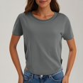 thumbnail image 2 of Yuyuzo Hauts Courts pour Femmes T-Shirts à Manches Courtes Col Rond Hauts de Sortie T-Shirts Unis Hauts, 2 of 7