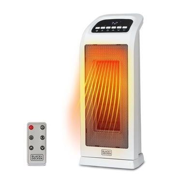 BLACK+DECKER Oscillating Portable Heater Tower and Heater and Tower Fan with Electronic Controls, Ceramic Portable Heater with 3 Settings, & Electric Tower Heater with Remote Control